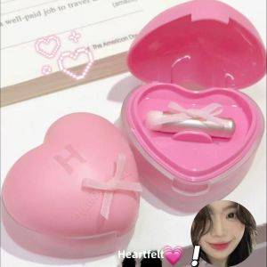 Kawaii Matte Heart Shaped Lip Mud Dual Use Cheek Brush Strawberry Powder Soft Bean Paste Herorange Lip Tint Beauty Decoration
