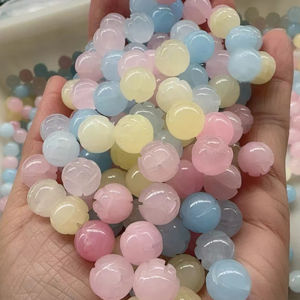 Natural Morganite Yellow Emerald Green Iron Dragon Pumpkin 8mm Lotus Blue Agate Loose Beads Jewelry Accessories