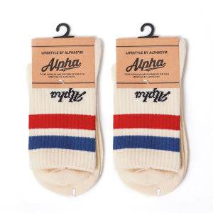 AlphaGym Vintage American Stripe Couple Mid-Calve Socks Cotton Breathable Fitness Training Sport Socks