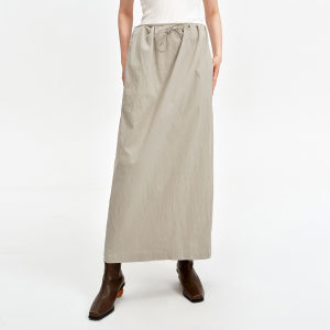 Light Outdoor Style High Waist Slimming Pleated Drawstring Skirt