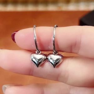 Huitan Simple Stylish Heart Earrings for Women Minimalist Metal Silver Color Dangle Earrings Fashion Accessories Jewelry