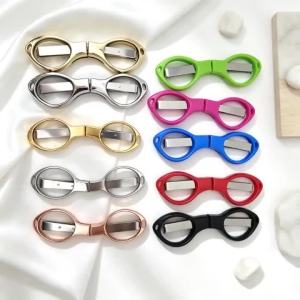 1PC Eyeglass‑Shaped Folding Pocket Scissors Portable Mini Travel Shears for Sewing Thread Trimming DIY Craft Home Office Use