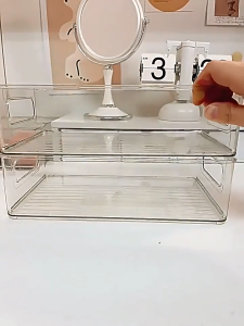Acrylic Clear Rectangular Organizer Box Transparent Food Storage Tray Desktop Store Case for Refrigerator Desktop
