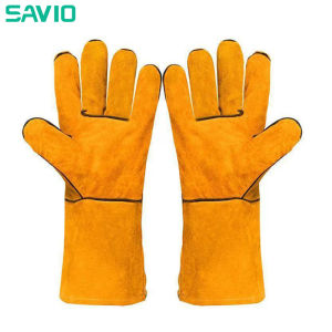 SAVIO Welding Gloves Barbecue Gloves Kitchen Grilling Cowhide Leather Microwave Oven Stove Heat Resistant Gloves Protective Work Gloves