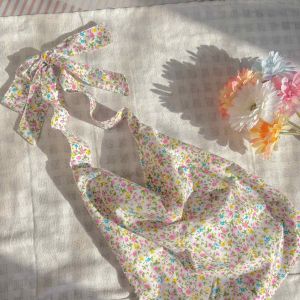 ミ🌷♡ กระเป๋าผ้าผูกโบว์ลายดอกไม้ ♡⋅₊˚