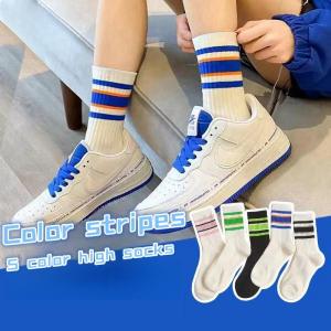 เท้าคุณภาพ ถุงเท้าข้อยาว ระบายอากาศได้ดี สไตล์เกาหลี ญี่ปุ่น สําหรับผู้ชาย และผู้หญิงKorean socks สำหรับชายและผู้หญิง