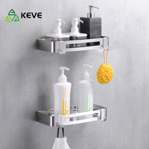 KEVE High Quality 304 Stainless Steel Bathroom Stand Organizer Rack Bath Room Organizer Toilet Corner Shelf Rack