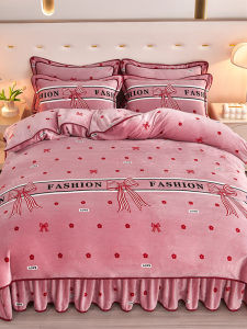 Thickened Milk Velvet Winter Warm Double-Sided Fleece Printed Bedding Four-Piece Set Comforter Cover Sheet Pillowcase Cover