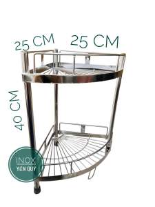 Kệ góc inox 2 tầng đựng dầu gội đầu trong nhà tắm và gia vị trong nhà bếp inox cao cấp