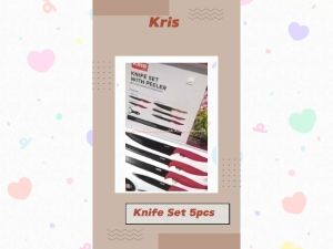 Kris Chef Knife Set With Peeler Red 5pisau Alat Pengupas Serutan Parut Warna Merah Kris Chef Krisbow