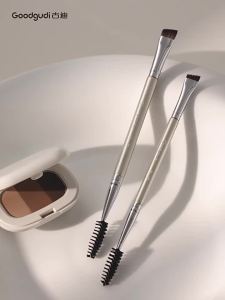Goodgudi | Professional Double Headed Angle Eyebrow Powder Brush and Spiral Lash & Brow Brush Flat Large