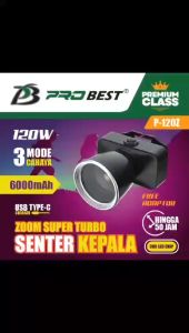 Klik-Beli Senter Kepala 120 Watt P-120Z Probest Cas Ulang Zoom Super Turbo LED Teleskop COB Chip Aluminium Body