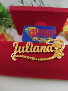 bros pin hijab titanium nama sendiri custome lapis emas