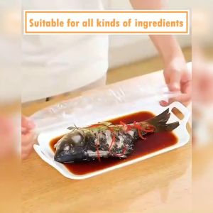 Plastic Seal Cover - 100 Pcs Plastic Wrap Bowl Covers for Leftovers and Meal Prep