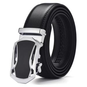 AVmItm Mens Leather Belt Two-Layer Cowhide Automatic Buckle Single Lap Alloy Material Smooth Style for Trousers and Leather Goods