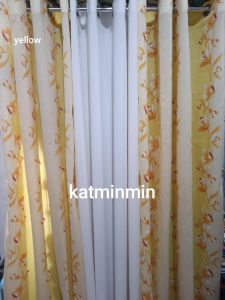 kapuso tulip 3in1set ring curtain geena printed fabric 5ft 6ft standard 7ft 8ft size available