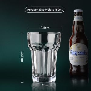 Creative Glass Beer Mug Commercial Household Premium Quality Extra Large Hexagonal Shape Drinking Cup for Business Use