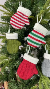 Christmas Decoration forhome Green Knitted Mini Christmas Stockings - Little Socks for Tree Decor 2025