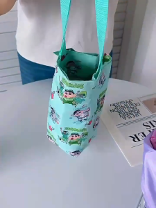 Export Quality - Japanese Style Cartoon Flip Double-Cup Drink Bag Holds 2 Cups Portable Handheld Tote