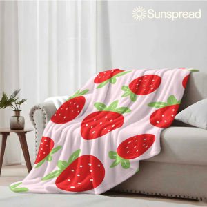 Beast Kingdom | Cute Red Strawberry Soft Warm Flannel Blanket Lightweight Cozy Christmas Halloween Home Decor Room