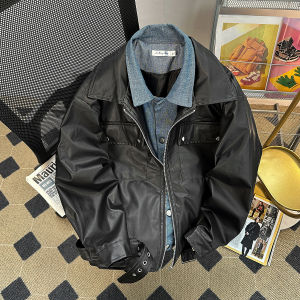 Áo Khoác Da PU Dáng Rộng Thời Trang Mỹ Dành Cho Nam Mùa Xuân Thu Áo Khoác Ngoài Thường Ngày Có Khóa Kéo Dài Tay Áo Dài