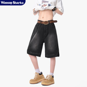 Quần Short Denim Nam Mùa Hè WASSUP SHARK Ống Thẳng Quần Short Nam 5 Điểm Phong Cách Công Sở Thiết Kế Thời Trang Quần Áo Công Sở
