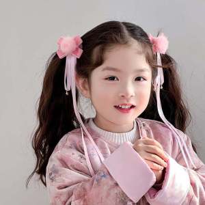 New Year Celebration Girls Hair Accessories Hanfu Duckbill Clip Childrens Bow Tie Headwear Decorations Festive Hairpins