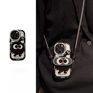 Cartoon Big Eyes Black Coal Ball Phone Case for Honor 200PRO 80/90GT Womens Full Cover Anti-Fall Silicone X50GT V30/X40GT Protective Cover