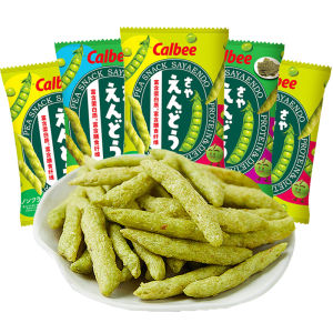Calbee Pea Crisp 4 Packs Seaweed Flavor Puffed Snacks Vegetable Sticks Thai Origin 70g Each Bag