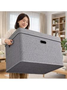 HUAAOBAI | Cotton Linen Foldable Storage Box with Lid