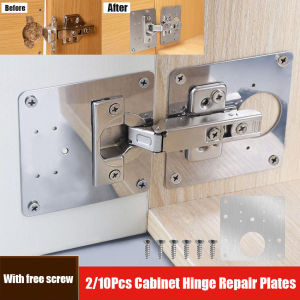 2/10Pcs Cabinet Hinge Repair Plate Kit Kitchen Cupboard Door Hinge Mounting Plate With Holes Flat Fixing Brace Brackets