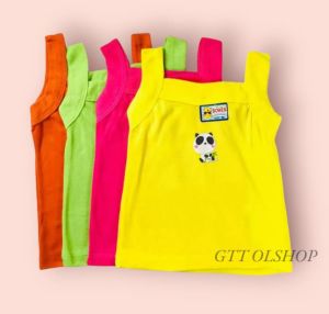 3 Pcs Singlet Anak Perempuan Stabilo Sablon / Kaos Dalem Anak Stabilo