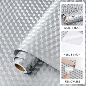 MILLZA Kitchen Aluminum Foil Wallpaper Oil Proof Heat Resistant Waterproof Self Adhesive Backsplash Sticker for Countertop