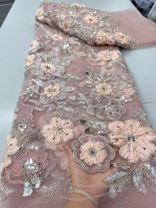 OLEVO | Wholesale African Heavy Beaded Lace Fabric 2026 High Quality Nigerian Luxury Sequin Lace French Tulle Fabric Party Dress Sewing