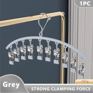 10 Clips Stainless Steel Sock Clip Pace-Saving Arc Sock Drying Rack Windproof Non-slip Clothes Rack Underwear Clip Towel Hanger
