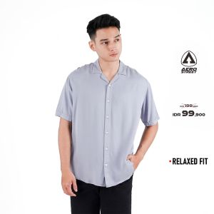 Aerostreet Kemeja Rayon Marva Abu Muda Hawai Polos Cerah Pria Wanita QABAA