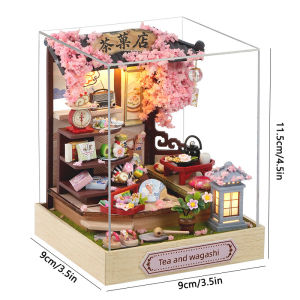 DIY Wooden Doll House Japanese Sushi Store Miniature Building Kit 3D Puzzle Handmade Dollhouse With Furniture Home Decor Gifts