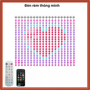 Đèn Rèm Giáng Sinh Thông Minh Tự Lắp Đặt RGB LED Với Điều Khiển Từ Xa Bằng Ứng Dụng Đồng Bộ Nhạc Hẹn Giờ Trang Trí Cửa Sổ 5V DC