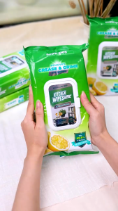 Khăn ướt lau bếp cao cấp Kitchen EcoWipes gói 42 tờ hương chanh khử mùi hiệu quả