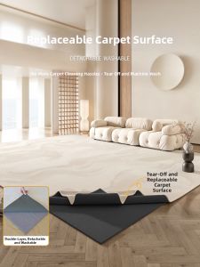 ZHUOYI | Detachable Machine Washable Cream Style Carpet