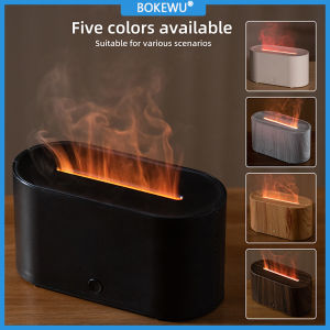 BOKEWU Aroma Diffuser Essential Oil Lamp 130ml USB Portable Air Humidifier with Color Flame Night Light