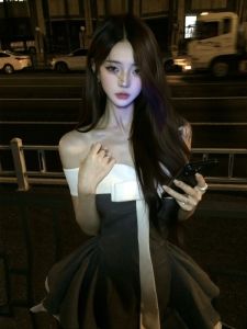 CHANGTONG | Unique Pretty Bow Off Shoulder Waist Cinched Puffy Dress Mini Size
