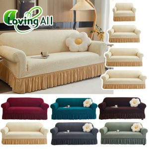 Sofa Slipcover with Skirt Easy Fitted Sofa Cover for Living Room Couch Cover Washable High Elastic Durable