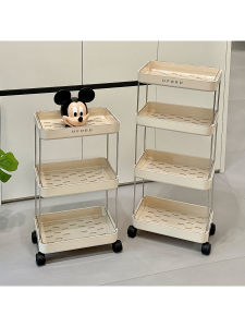 Mobile Multi-Layer Makeup Storage Rack Stand under Desk Cosmetic Organizer Plastic Floor-Mounted Shelf for Dormitory