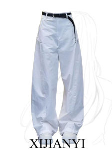 Quần Ống Rộng Màu Trắng Thường Ngày Cho Nữ Mùa Hè Phong Cách Mới Quần Thể Thao Mỏng Rộng Rãi Thon Gọn Thẳng