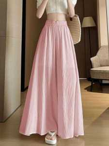 Ice Silk Cotton Linen Culottes Womens Summer Thin Wide-Leg Pants Idle Style Loose Drooping Loose Trousers Mop Yamamoto Pantskirt