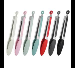 Silicone Kitchen BBQ Tongs Stainless Steel Locking Cooking Tongs with Silicone Tips Non-Slip Food Tongs for Cooking