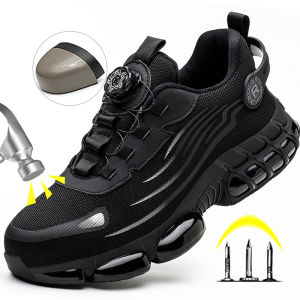 Mens Safety Shoes Protection And Elastic Safety Boots Fashionable Casual Shoes Breathable Odor Protection Mens Work Shoes
