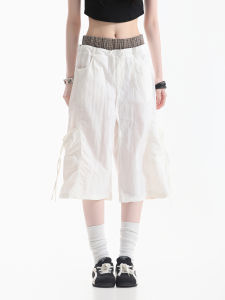 zuocisankon | Fashioned Fake Two-piece Big Pockets Capri Wide Leg Sport Pants