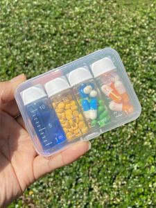 กล่องเก็บยาแบบพกพาป้องกันการรั่วไหล ขวดเก็บยาสำหรับเด็ก เซฟท์สำหรับใช้ในโรงพยาบาล ขวดแก้ว ฝาปิดแน่น บรรจุภัณฑ์สำหรับใช้ในบ้าน